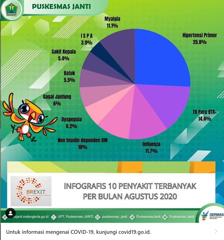 Infografis 10 Penyakit Terbanyak Bulan Agustus Puskesmas Janti